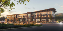 Rendering of The Col apartments building viewed from Colfax Avenue